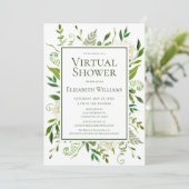 バーチャルホワイトアジサイ水彩ブライダルシャワー 招待状 (スタンド正面)