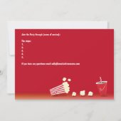 バーチャルムービーナイト誕生日ポップコーン漫画 招待状 (裏面)