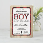 バーチャルランバージャックフランネルボーイベビーシャワー招待状 案内状 (スタンド正面)