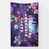 バーチャルリアリティゲーム誕生日パーティーへようこそ 横断幕 (縦)