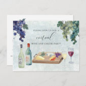 バーチャルワイン&チーズパーティの招待状 ポストカード (正面/裏面)
