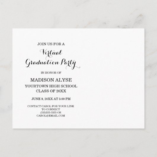 バーチャル卒業パーティーの写真 案内ポストカード (裏面)