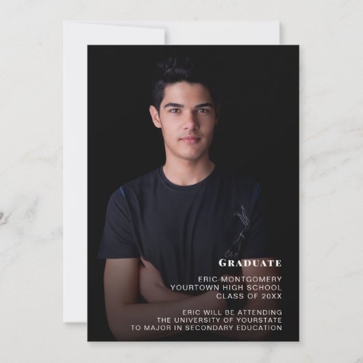 バーチャル卒業パーティー1フォトブラック 招待状 (正面)