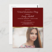 バーチャル卒業パーティーBurgundy金ゴールド写真 ポストカード (正面/裏面)