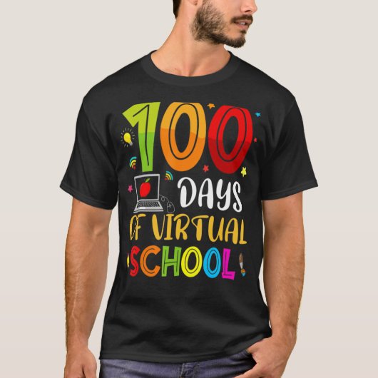 バーチャル学校生徒の100日の幸せな先生 Tシャツ (正面)