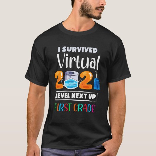 バーチャル幼稚園2020 2021レベルアップに生き残った Tシャツ (正面)