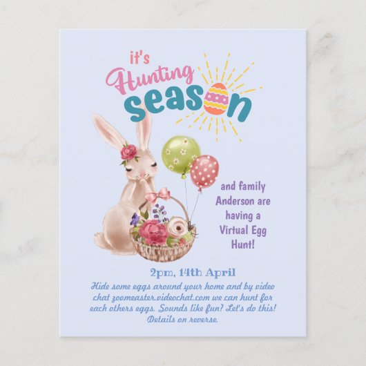 バーチャル復活祭エッグ狩り!ビデオチャット招待状 (正面)