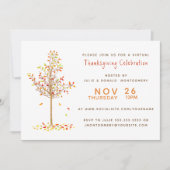 バーチャル感謝祭水彩秋の木葉の 招待状 (正面)
