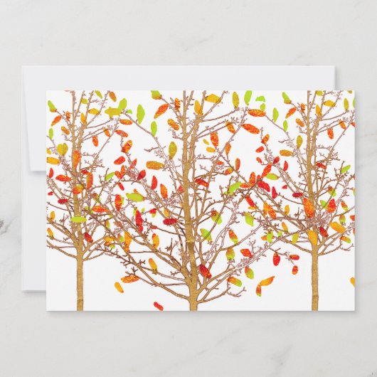 バーチャル感謝祭水彩秋の木葉の 招待状 (裏面)