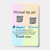 バーチャル投げ銭 QRコード お金 寄付 PayPal Venmo バッジ (裏面)