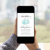 バーチャル男の赤ちゃんシャワーブルーパンプキンウォーターカラー 招待状