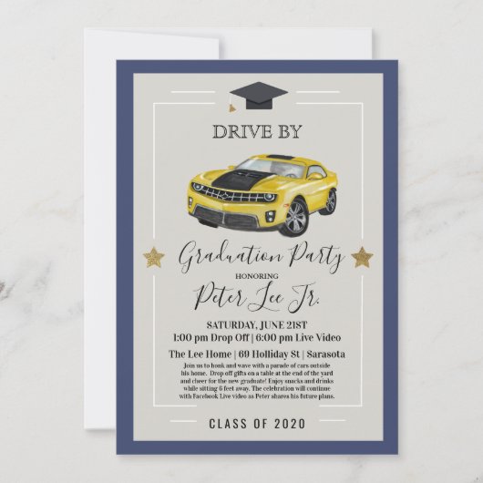 バーチャル男性卒業パーティー招待状 招待状 (正面)