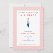 バーチャル第1誕生日アイスクリームズームパーティー 招待状 (正面)