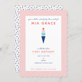 バーチャル第1誕生日アイスクリームズームパーティー 招待状