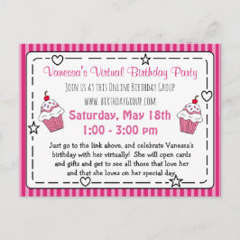 バーチャル誕生日パーティーの招待 ポストカード