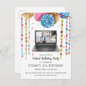 バーチャル誕生日パーティーへの招待状 ポストカード (正面/裏面)