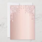 バーチャル誕生日パーティーバラ金ゴールドグリッターピンクグラム 招待状 (裏面)