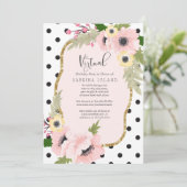 バーチャル誕生日パーティーピンクとイエローポピー 招待状 (スタンド正面)