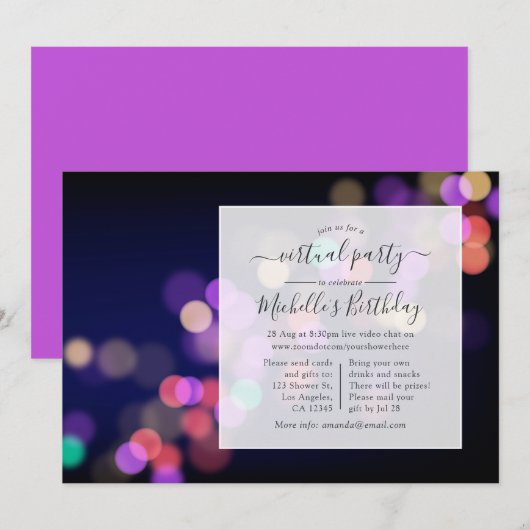バーチャル誕生日パーティー 招待状 (正面/裏面)