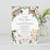 バーチャル赤ちゃんシャワーかわいい動物マスク 招待状 (スタンド正面)