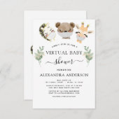 バーチャル赤ちゃんシャワーウッドランドユーカリ緑 招待状 (正面/裏面)