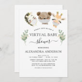 バーチャル赤ちゃんシャワーウッドランドユーカリ緑 招待状 (正面/裏面)