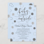 バーチャル赤ちゃんシャワーベビーの青の外でのコービデ 招待状 (正面/裏面)