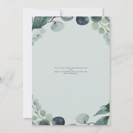 バーチャル赤ちゃんシャワー海軍ブルーセージ緑 招待状 (裏面)