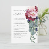 バーチャル赤面ブルガンディネイビーブルーブライダルシャワー 招待状 (スタンド正面)