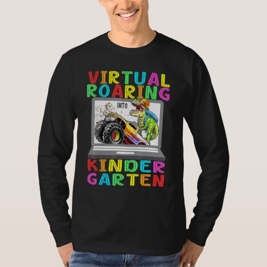 バーチャル轟音の幼稚園の恐竜Tレックスバックt Tシャツ (正面)