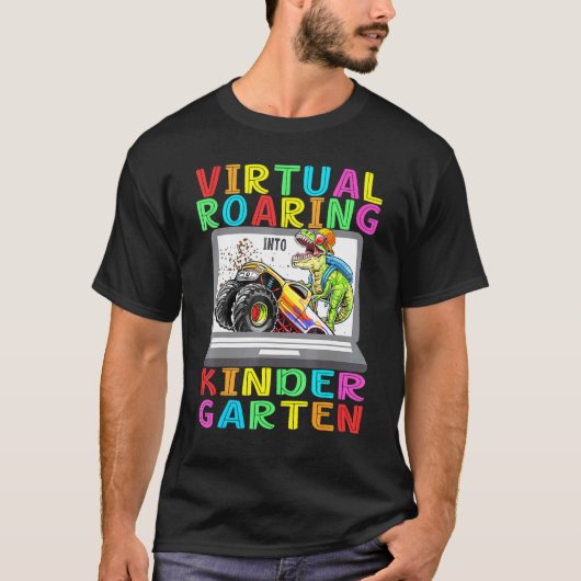 バーチャル轟音の幼稚園の恐竜Tレックスバックt Tシャツ (正面)