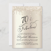 バーチャル70thバースデーパーティー金ゴールドグリッター 招待状 (正面)