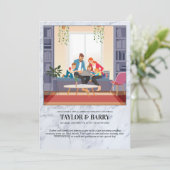 バーチャル ウェディング シャワー マーブル インビテーション (スタンド正面)