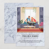 バーチャル ウェディング シャワー マーブル インビテーション (正面/裏面)