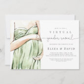 バーチャル・ジェンダー・リビール・グリーン・ボホ・ヘ 招待状 (正面)