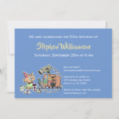 バーチャル・バースデー・パーティー第50おもしろい回漫画の青い男 招待状 (裏面)