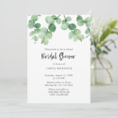 バーチャル ブライダル シャワー セージグリーン ユーカリ スクリプト 招待状 (スタンド正面)