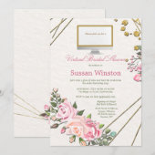 バーチャル ブライダル シャワー フラワー インビテーション (正面/裏面)