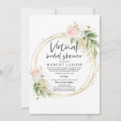 バーチャル ブライダル シャワー 招待状 グリーンとゴールド (正面)