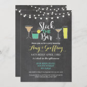 バーチョークパーティーカップルのシャワーを蓄える 招待状 (正面/裏面)