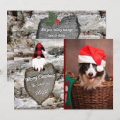 バーチレッドバッファロープレイドの小人の彫刻ハートの写真 シーズンカード (正面/裏面)