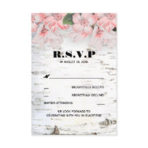 バーチ材のクラフト感あふれるカントリーウェディングの出欠確認カード