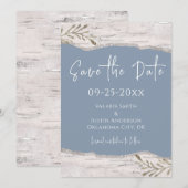 バーチ材の木粉 青い結婚式 Save the Date 招待状 (正面/裏面)