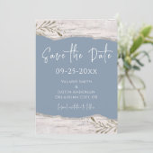 バーチ材 ウッド ダスト ブルー 結婚式 Save the Date 招待状 (スタンド正面)