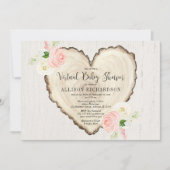 バーチ素朴ャル·ベビー·シャワー·ガール·バレンタインデー 招待状 (正面)