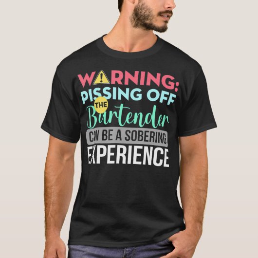 バーテンおもしろいヤの警告皮肉が次々に言う Tシャツ (正面)