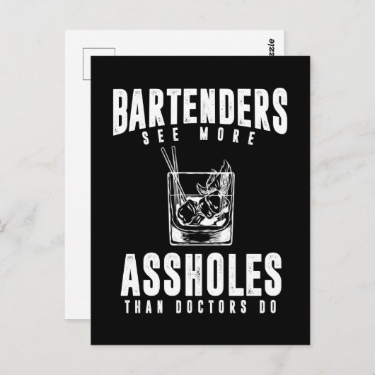 バーテンおもしろい・アルコール・ミキサーのバーキーパー・ジョーク ポストカード (正面/裏面)