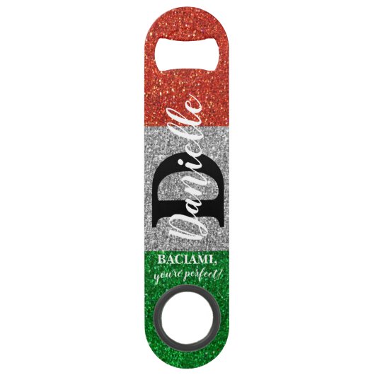 バーテンイタリアングリッター白黒モノグラムの スピード栓抜き (裏面)