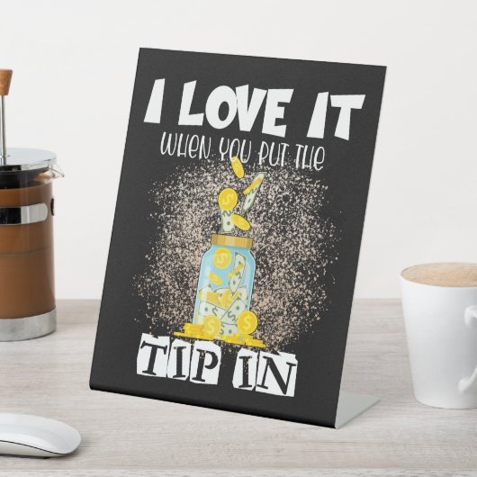 バーテンダーにチップを入れるのが好きおもしろいだ 台座サイン (インサイチュ)