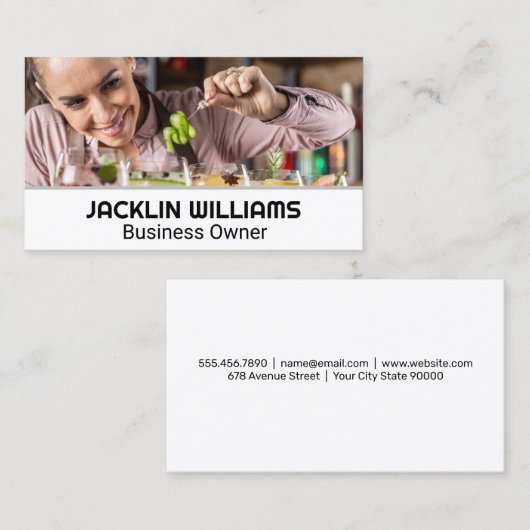 バーテンダーのお酒を飲む女性 名刺 (正面/裏面)